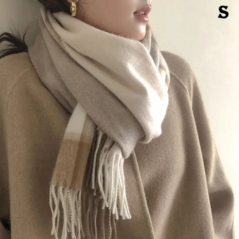 

High Quality 100% Pure Wool Scarf Women Classic Chic Autumn Winter Colorful Plaid Tassel Warm Muffler Female Thermal Shawl Lady