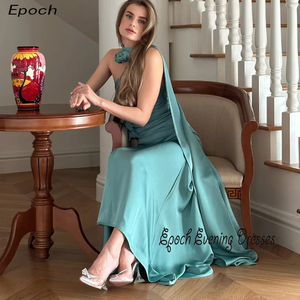 Epoch-vestido de noche Formal para mujer, elegante vestido recto con cuello Halter y flores en 3D para fiesta de graduación