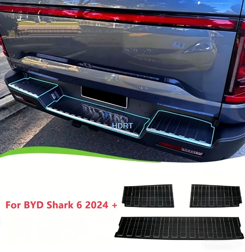

Car Style Rear Trunk Bed Pedal Tail Boot Guard Anti Scratch Plate Cover Protector Decoration Accessories For BYD Shark 6 2024 +