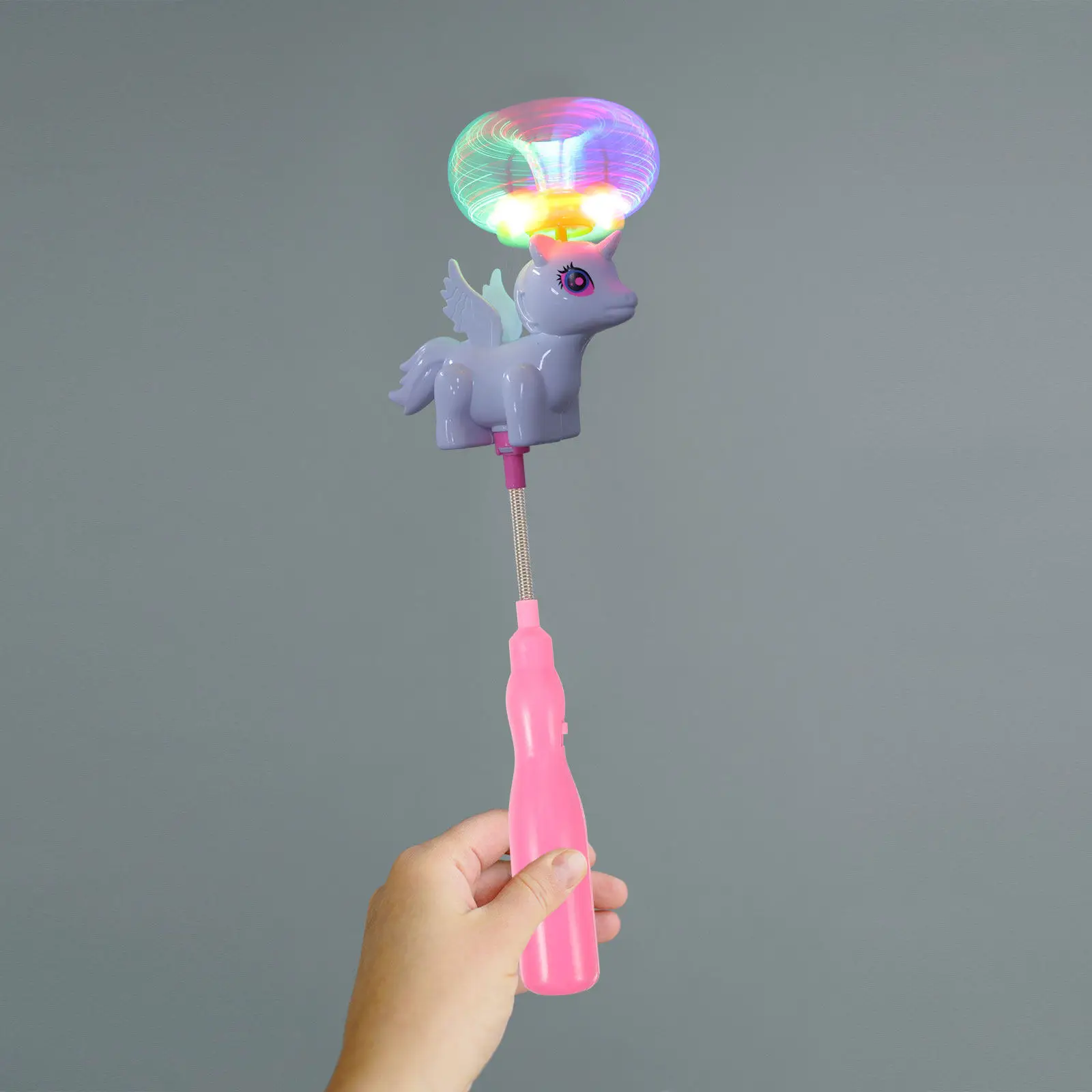 

Premium Plastic Glowing Pinwheel Wand with Cartoon Horse Design Rotates and Lights Up for Kids Christmas New Year Party Bathtub