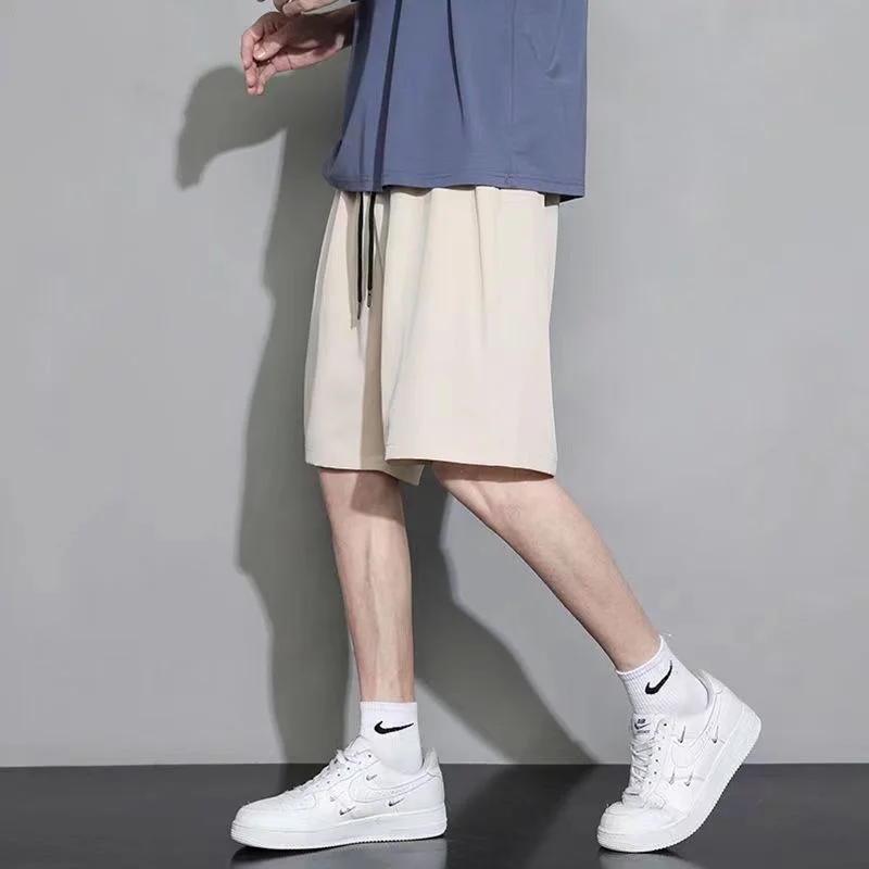 Loose Young Style Streetwear Man Cargo Shorts Fashion Casual Solid Color Simplicity New Handsome Elastic Waist Men's Clothing