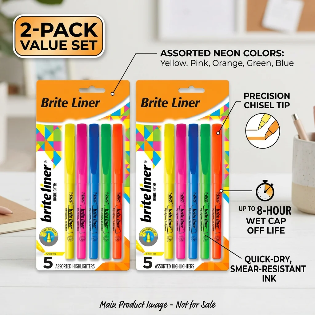 Total Stationery & Office Supply - 2026 New 2 Pack Fluorescent Highlighter