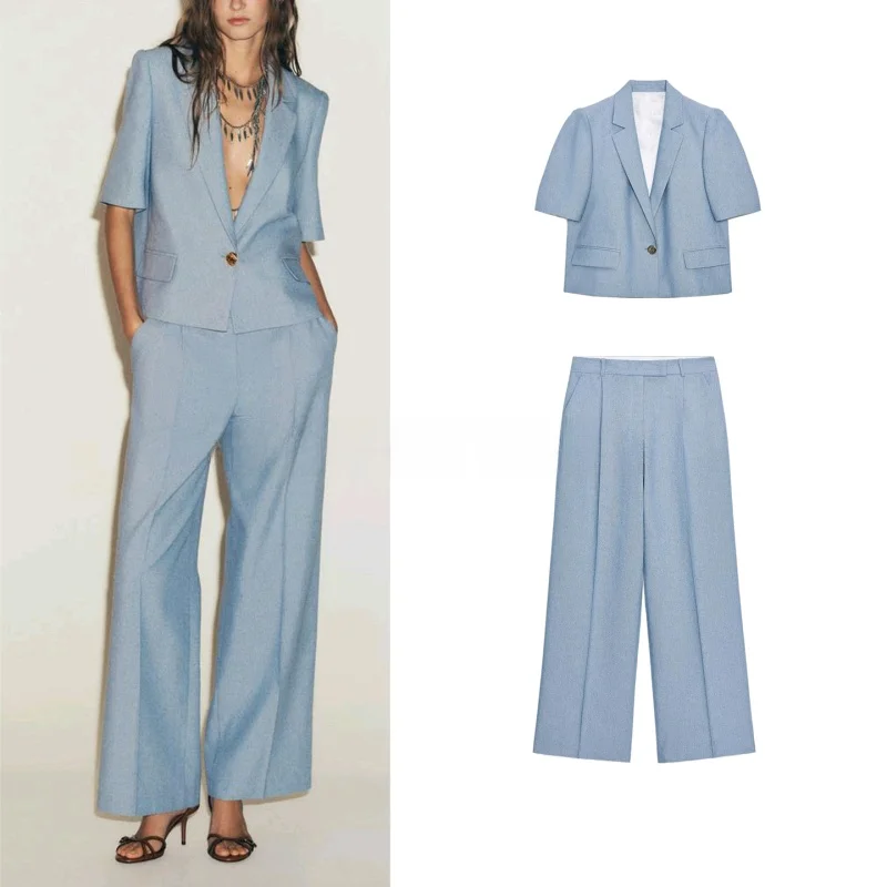 

oulder Pad ort Sve Свободное пальто ort Coat 858006 Плиссированные прямые брюки с высокой талией 857806 Модный женский костюм...