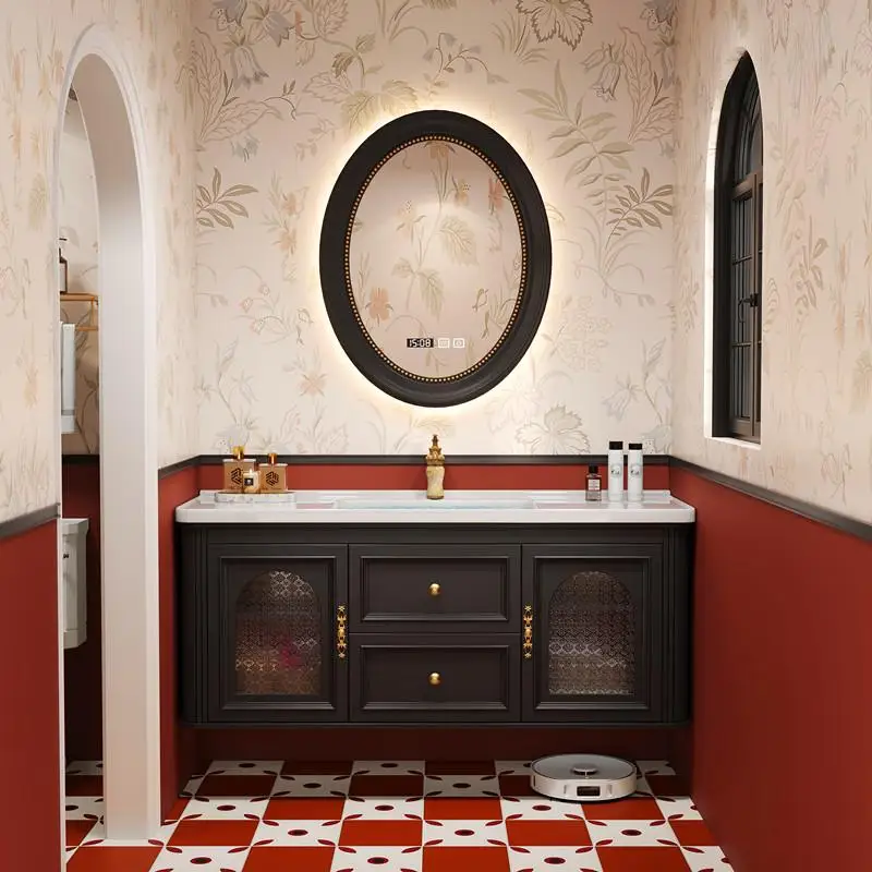 

Modern Door Bathroom Cabinet Retro Wooden Hidden Set Bathroom Cabinet Minimalist Sink Armario Para Banheiro Home Accessories