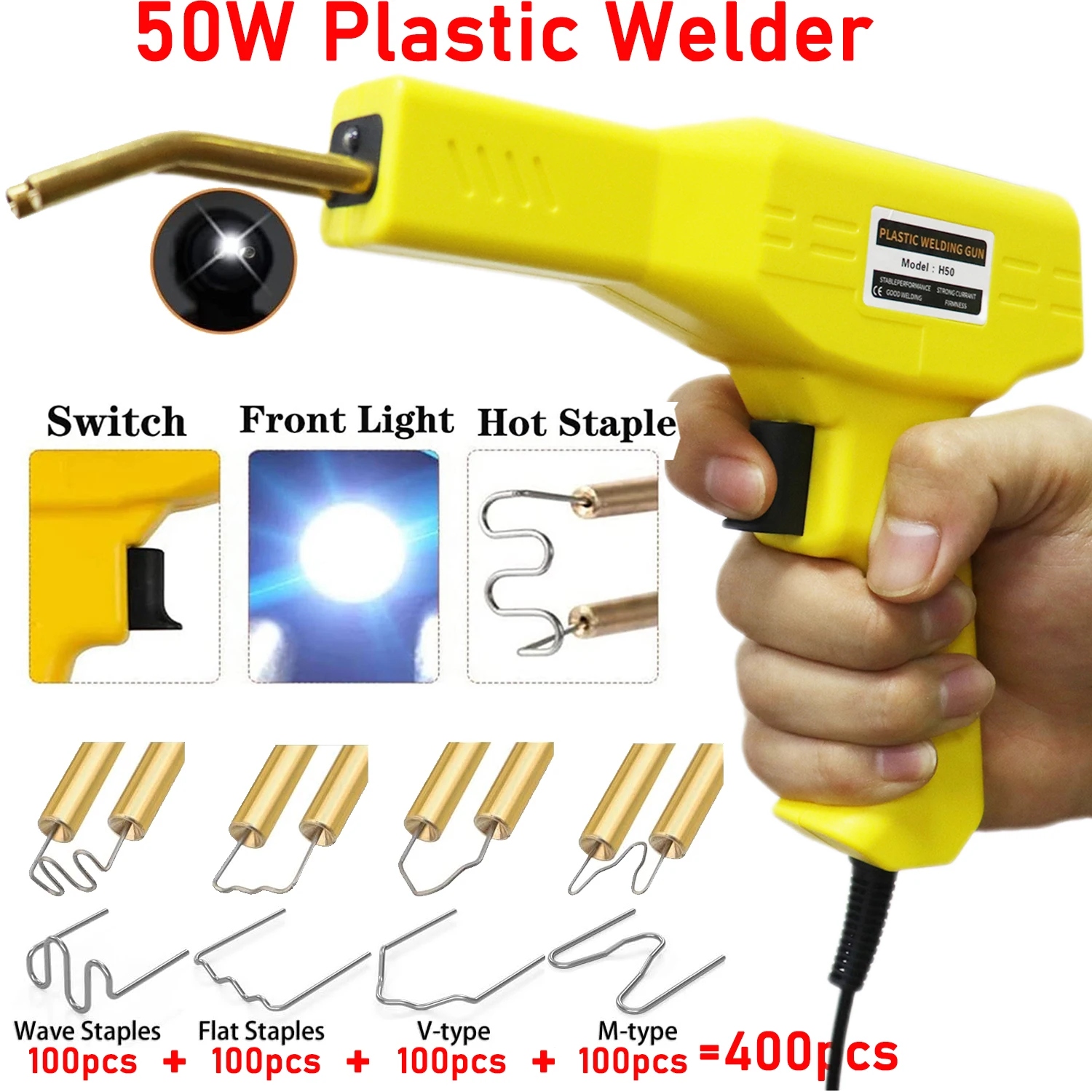 

Портативный комплект для сварки пластика, горячий степлер с горячими скобами, помощный резак для ремонта пластиковых трещин, ремонт автомобильного бампера