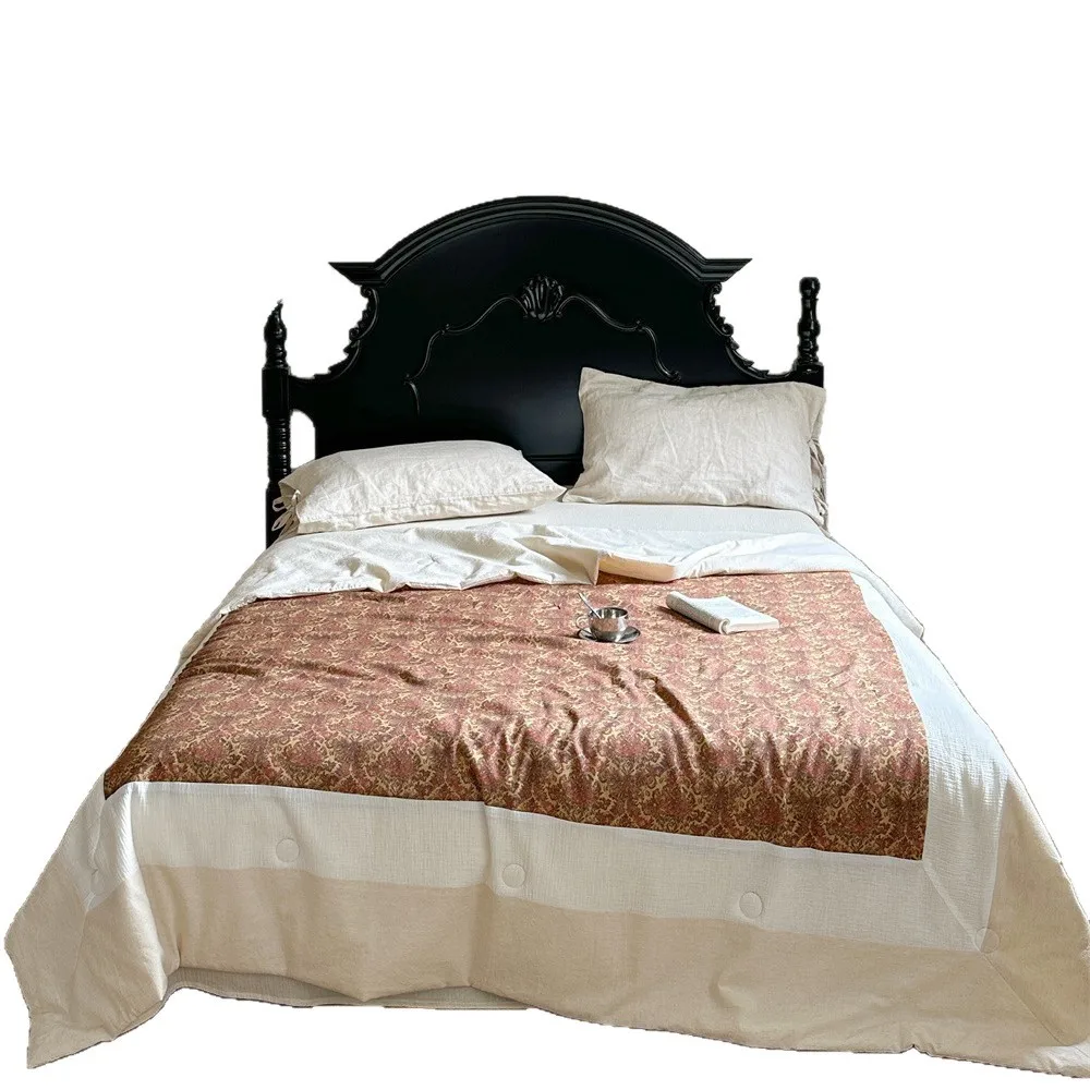 

cotton and linen, natural color, moisture absorption, breathable, summer cool quilt, retro, printed, double