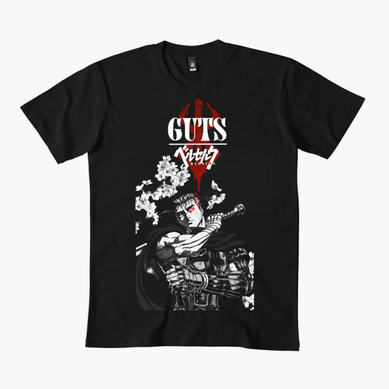 

0325 Guts Berserk Japanese Anime Gift t shirt 100% cotton print clothing Swordsman Manga Graphic Tee Y2K clothes Large size Tops