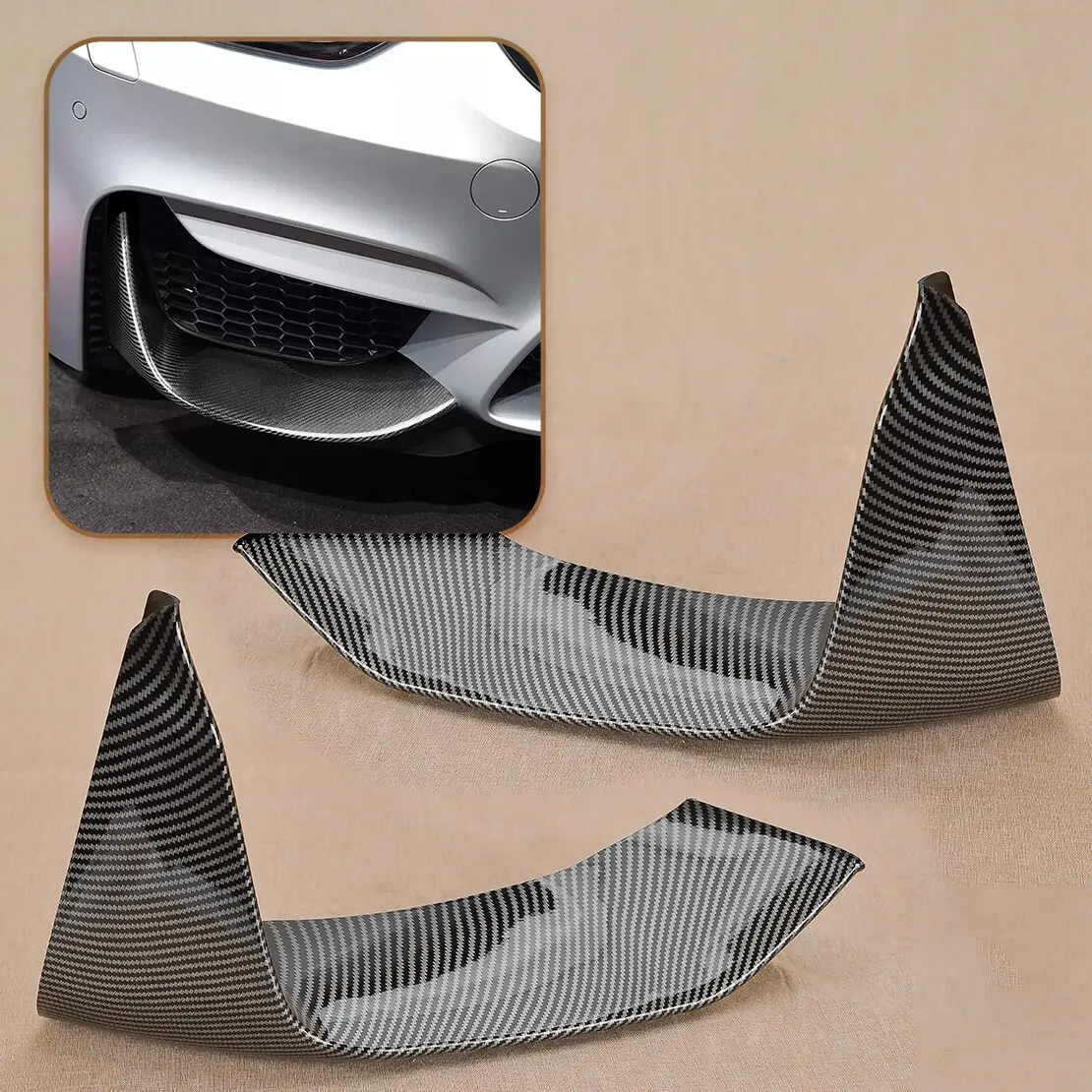 

1 пара карбоновых сплиттеров переднего бампера из ABS-пластика, подходящих для BMW F80 M3 F82 F83 M4 2015 2016 2017 2018