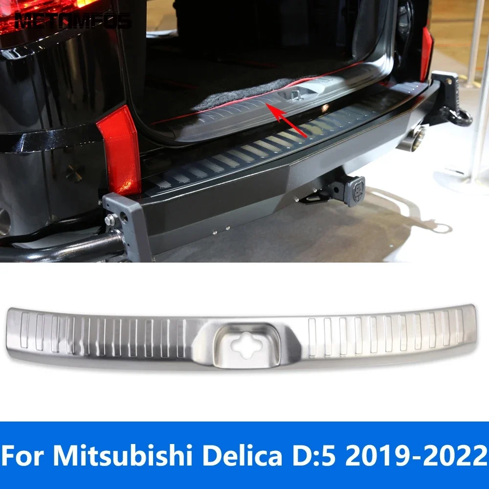 For Mitsubishi Delica D:5 2019 2020 2021 2022 Interior Rear Trunk Bumper Foot Plate Tail Door Sill Scuff Guard Plate Accessories