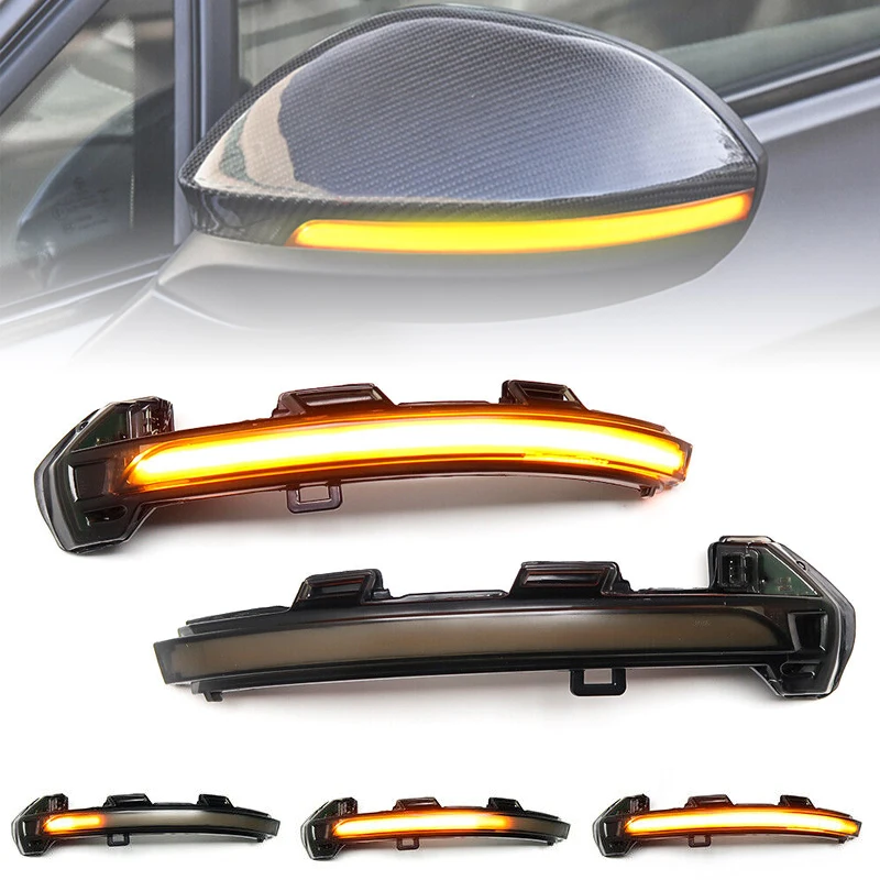 

For VW Passat B8 Arteon Golf MK8 Smoked Lens LED Side Mirror Lamp Amber Side Rearview Dynamic Turn Signal Lights