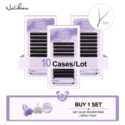 NATUHANA YY Lash Extensions 10 Trays/Lot C/D Curl Black Brown Pre-Made Volume Fans Easy Faux Mink False Eyelashes