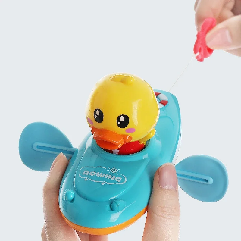 Jouets d'eau de bain pour enfants, bateau à rames, natation flottante, canard de dessin animé, éducation précoce pour bébé, cadeaux HOBeach