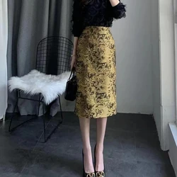 Black Skirt New Product Commuting High Waist MIDI Skirt Slit Straight Tube Long Skirts Women 2023 Korean Style Faldas Mujer Moda