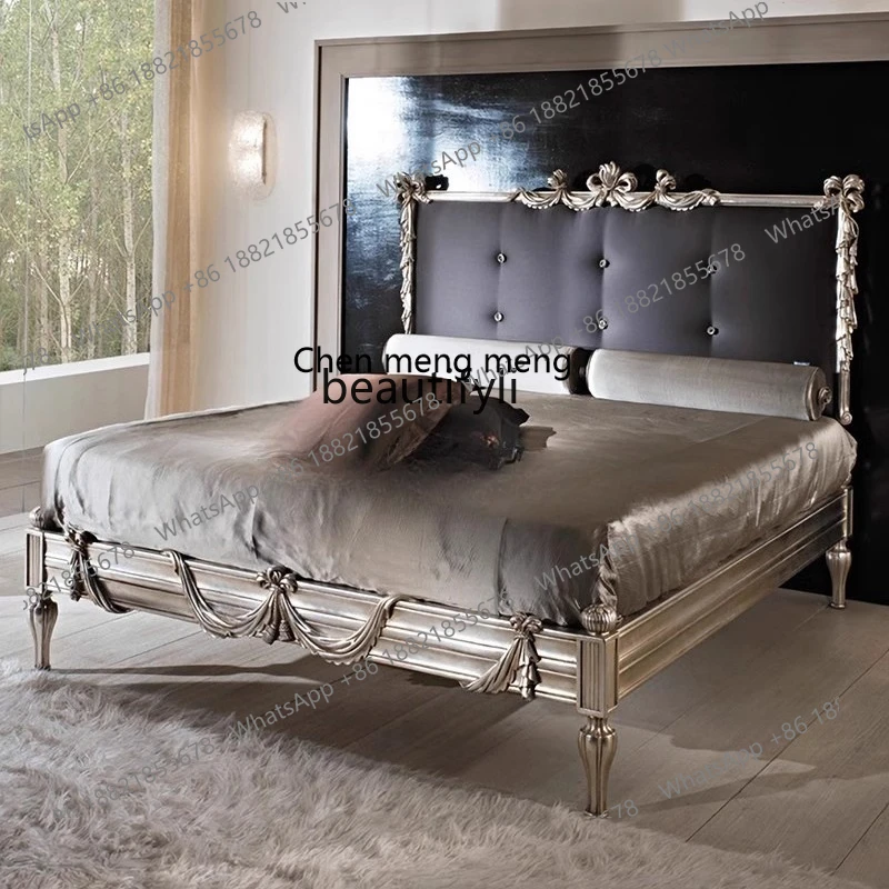 

X Solid wood retro bedroom, double bed, simple light luxury modern high-end, bed