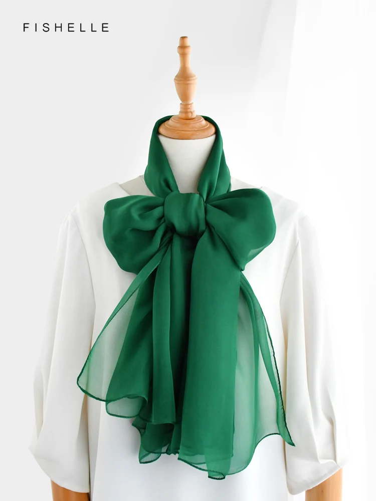 Green silk chiffon lady long scarf hijab 100% real silk shawl Muslim headscarf women wrap pareo luxury gift bufanda neckerchief