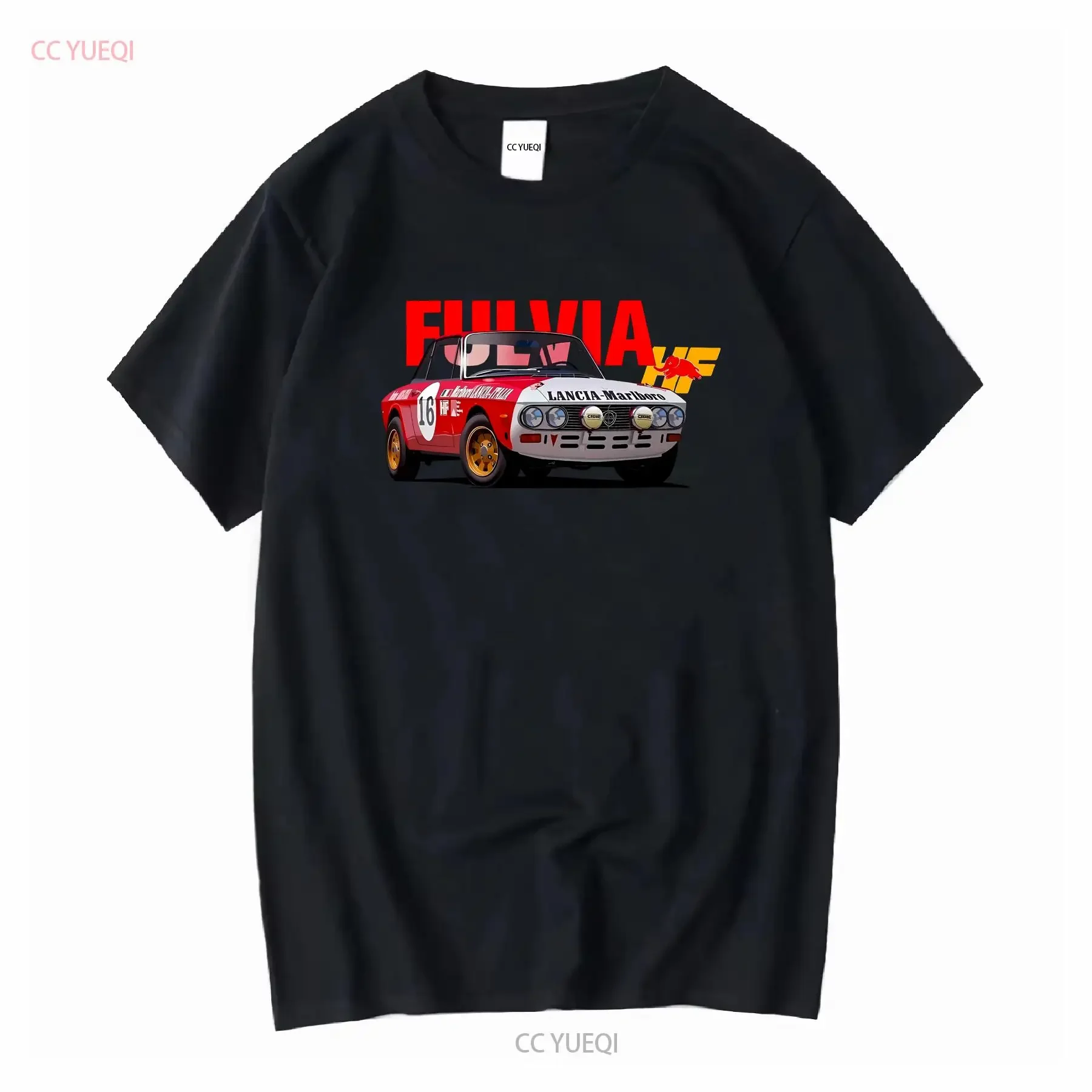 T shirt Lancia Fulvia Hf long or short sleeves vintage Washed homme Comfortable streetwear Stretched Top For Everyday Wear