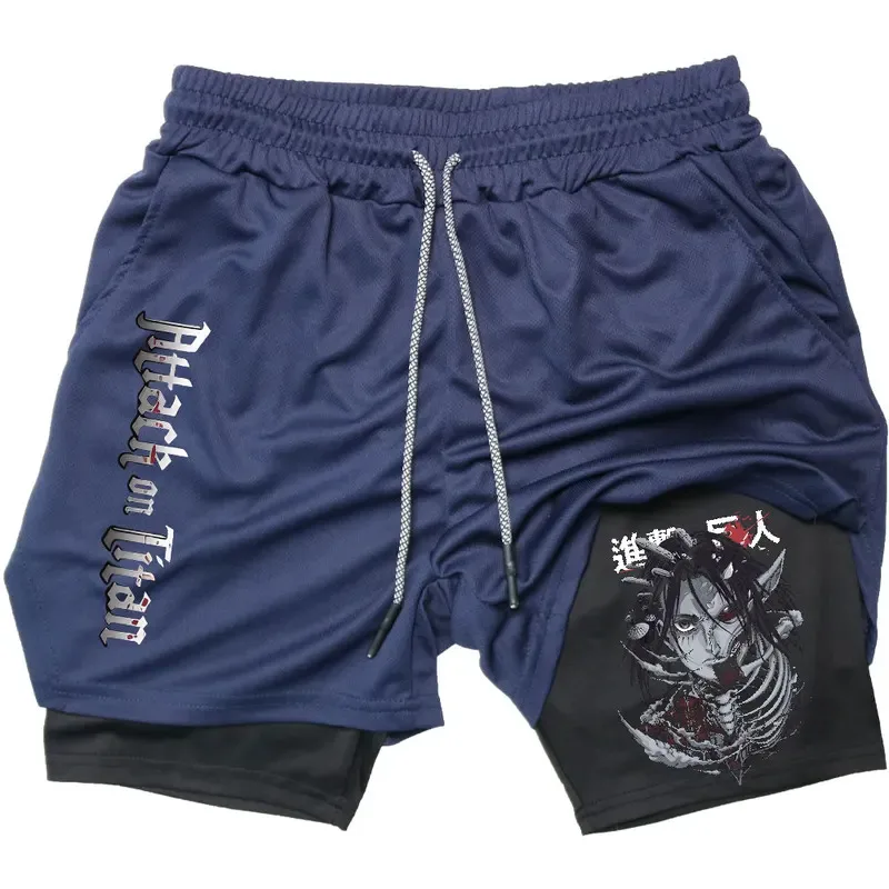 

Men Performance Shorts Anime Attack On Titan Print Gym Shorts Summer Sports Fitness Workout Jogging Short Pants