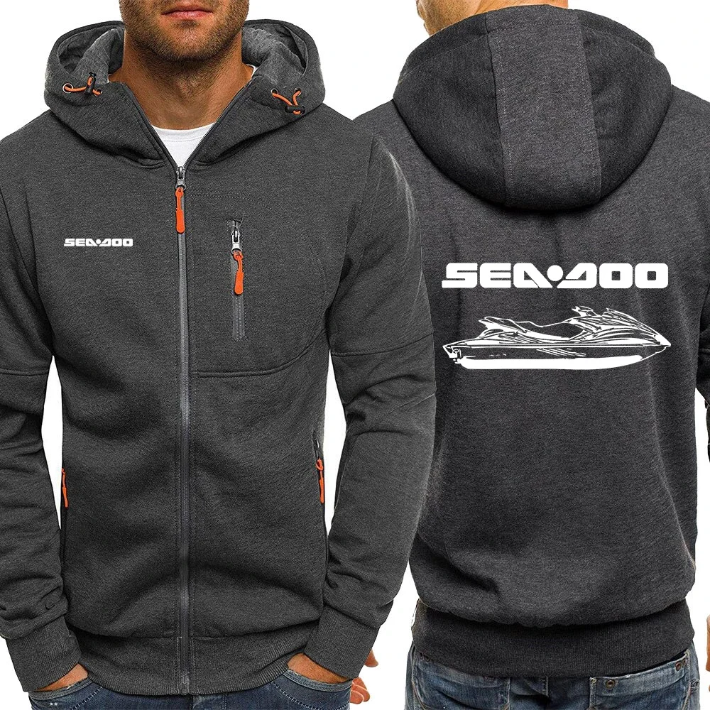 2024 Sea Doo Seadoo Moto Logo Printing Spring Autumn Men's Hooded Zipper Fashion Hoodies Casual Cardigan High Street Sweatshirts