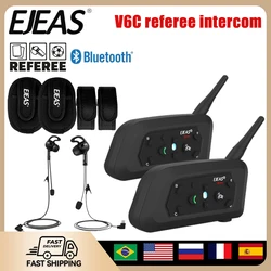 EJEAS V6C Pro+ Football Referee Helmet Interphone Headphone Bluetooth 5.1 Bicycle Intercom Full Duplex Headset IP67 Waterproof