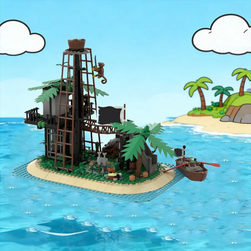 515 PCS Middeleeuws Verboden Eiland MOC Aanpasbare Modulaire Bouwsteen Eenvoudig Model Steentechnologie DIY Jongens Speelgoed Verjaardagscadeau