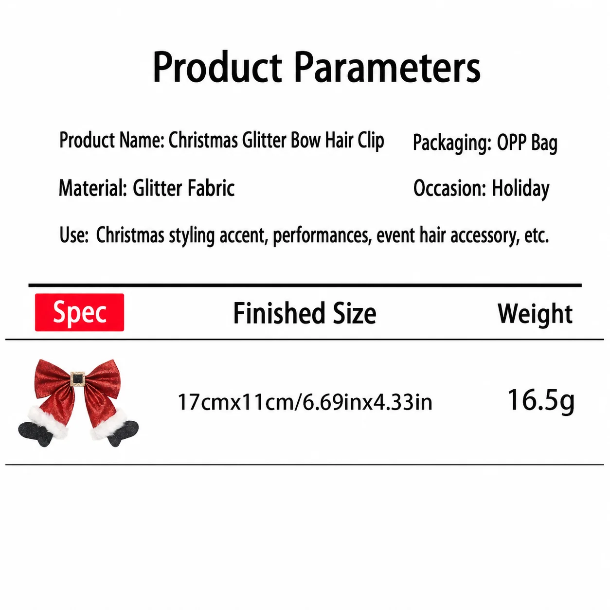 Santa Boot Hair Clip Sweet Red Plush Hair Clip Glitter Bow Hair Clip Red For Theme Party Christmas Styling Christmas Costume