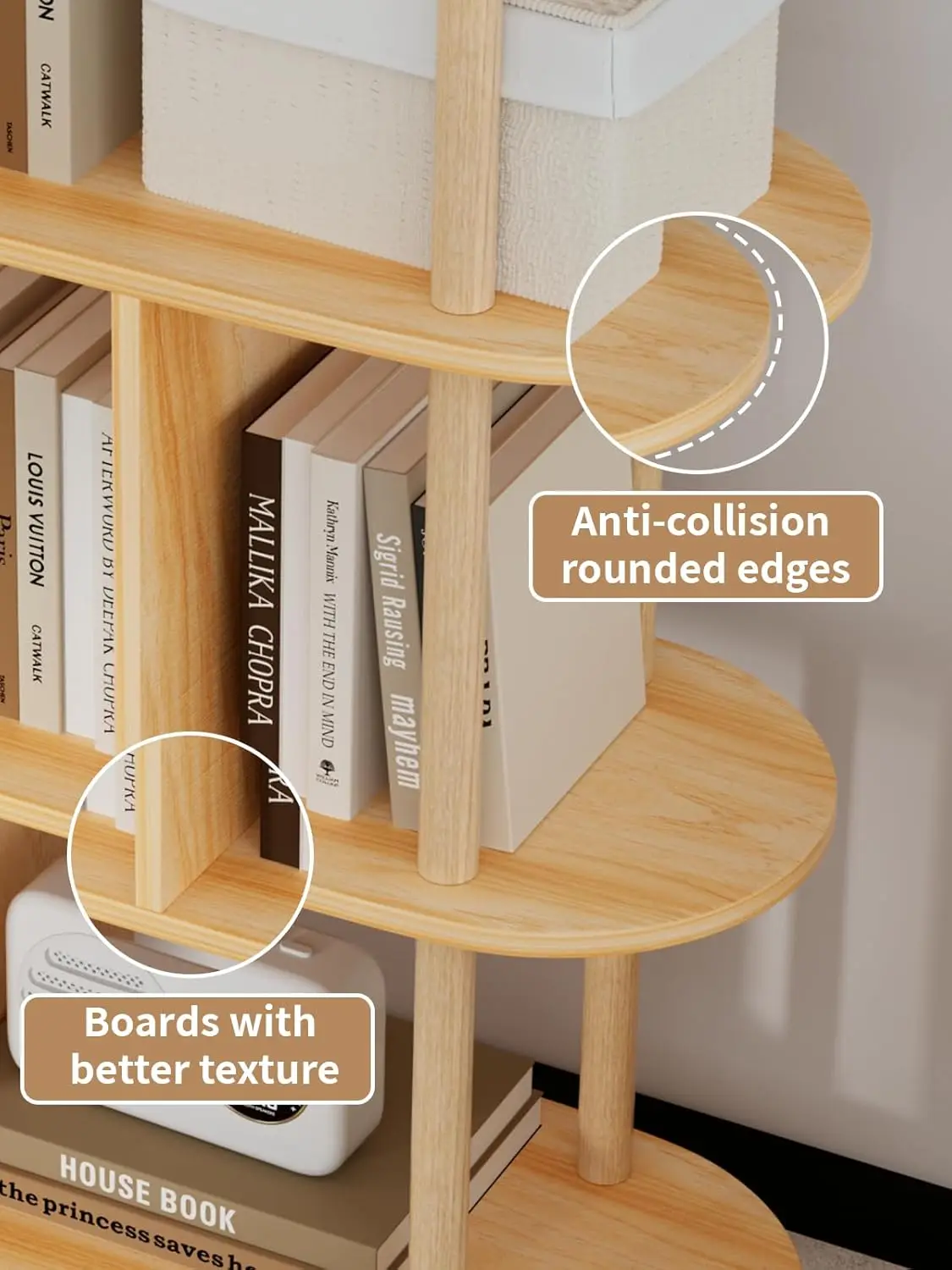 en Shelf Bookcase, Modern Open Bookshelf, Freestanding Storage Organizer Shelves, Multifunctional Display Stand, and Solid Wood