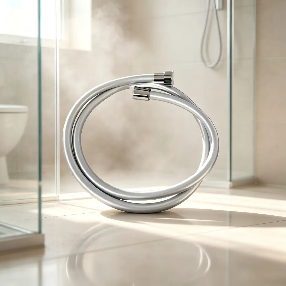 Extra Long Explosion-Proof Anti-Tangle Silicone Shower Hose, Flexible Replacement for Handheld Shower, Bidet, RV, Silver/Black