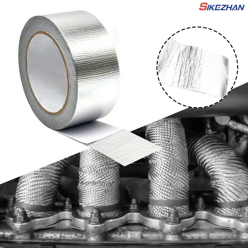 Exhaust Pipe Insulation Tape Exhaust Heat Tape Manifold Downpipe High Temperature Bandage Tape Aluminum Foil Wrap