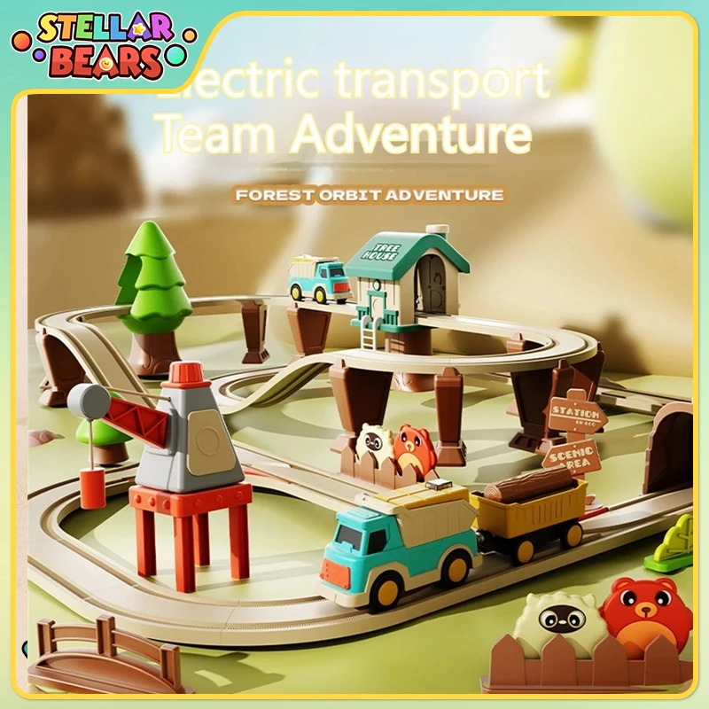 

Electric Rail Train City Track Children's Educational Toys Railway Trains Assembly Circular Track Diecast Model Car Boys Gift