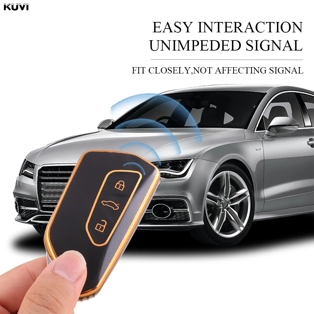 حافظة مفاتيح السيارة من البولي يوريثان غطاء شل فوب لسيارة Volkswagen VW Golf 8 MK8 ID-4 ID-6 لسكودا اوكتافيا A8 لمقعد ليون FR MK4 Cupra #5