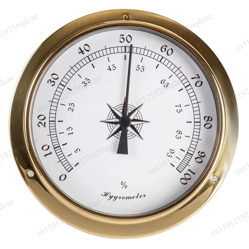 115Mm Copper Shell Marine Barometer Atmospheric Pressure Gauge Thermohygrometer Clock 4-piece Set Battery-Free Weather Forecast