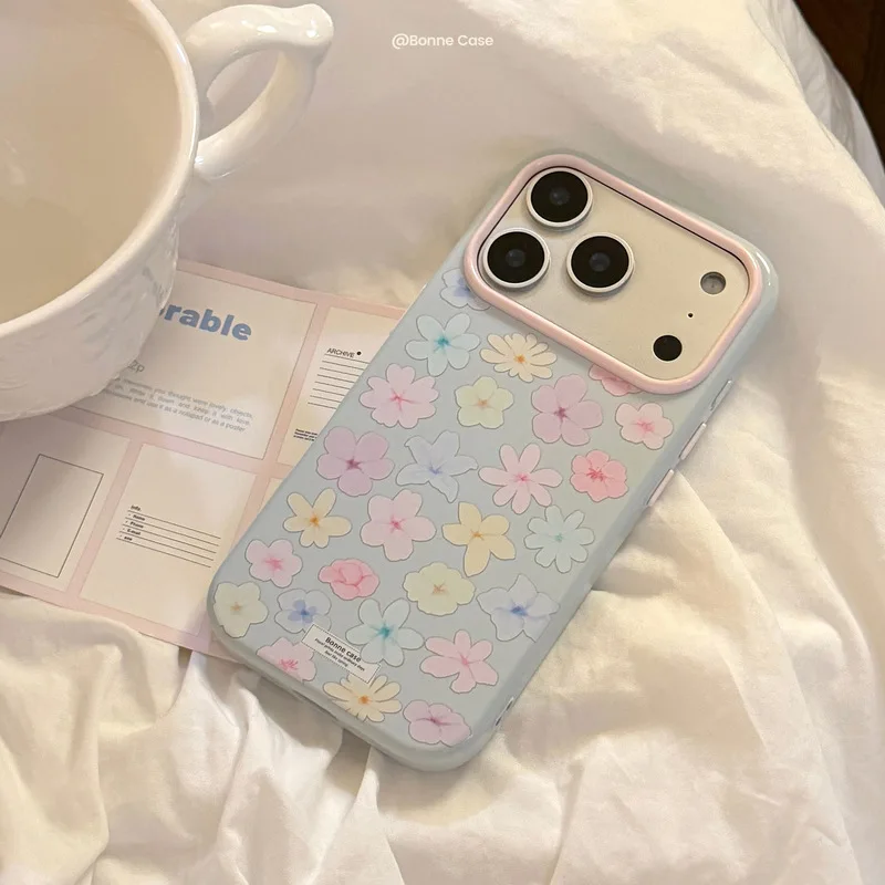 Spring Summer Colorful Floral Soft TPU Shockproof Anti-drop Anti-fingerprint Phone Case for iPhone 17 16 15 14 Pro Max
