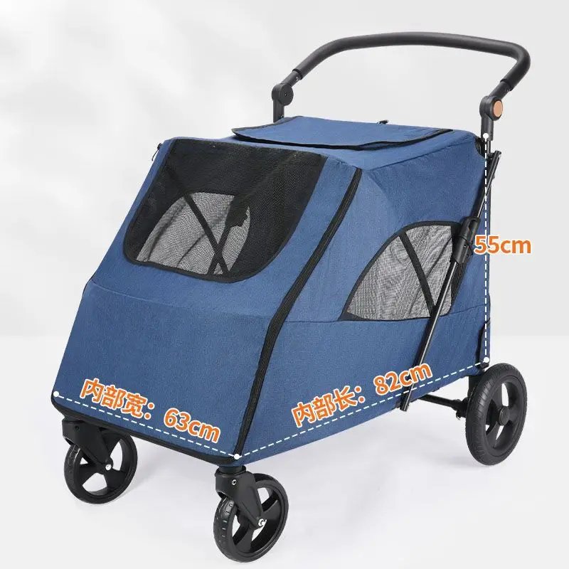 Pet Stroller for Medium and Large Dogs with 75 kg Weight Capacity Foldable in One Click for Elderly Injured or Disabled Dogs