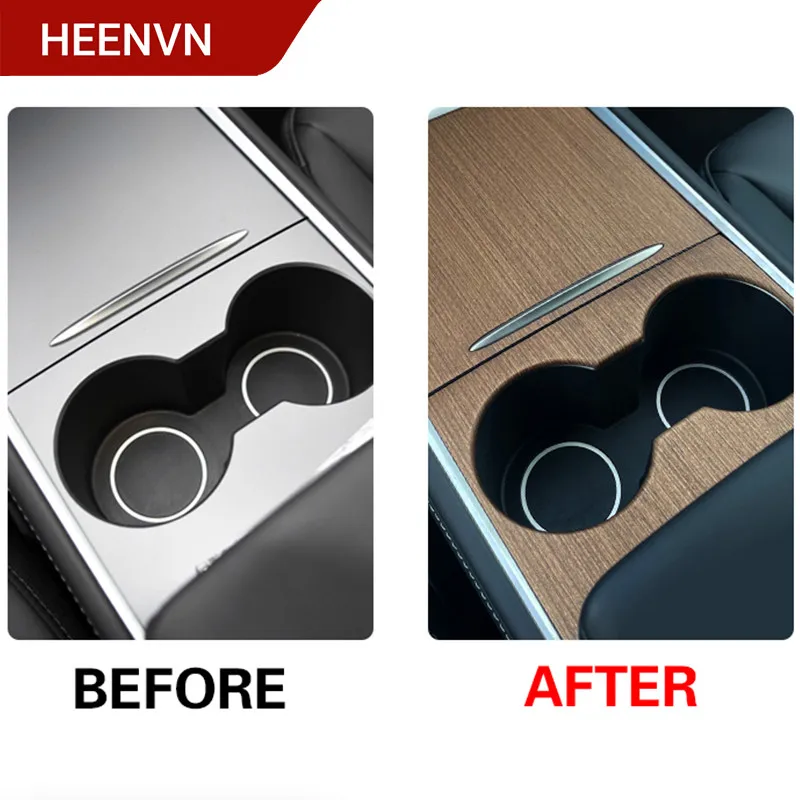 ModelY 2023 Center Console Panel Sticker per Tesla Model 3 Y 2021 2022 ABS Wood Grain Film Carbon Cover Car Interior