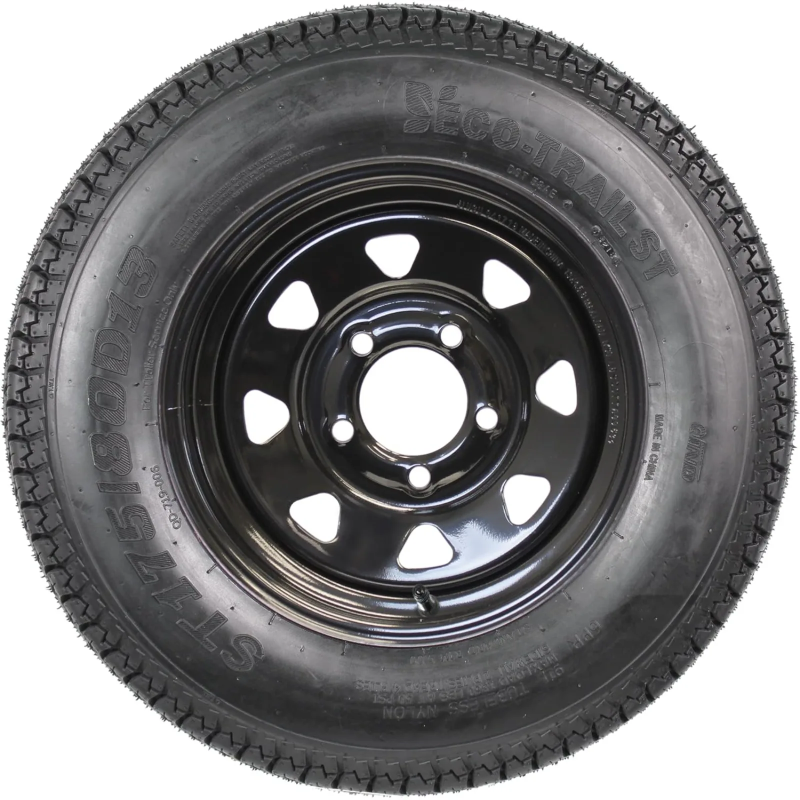 US  2-Pack Trailer Tire On Rim Bias Ply ST175/80D13 175/80 Load Range C 5-4.5 Black Spoke Wheel