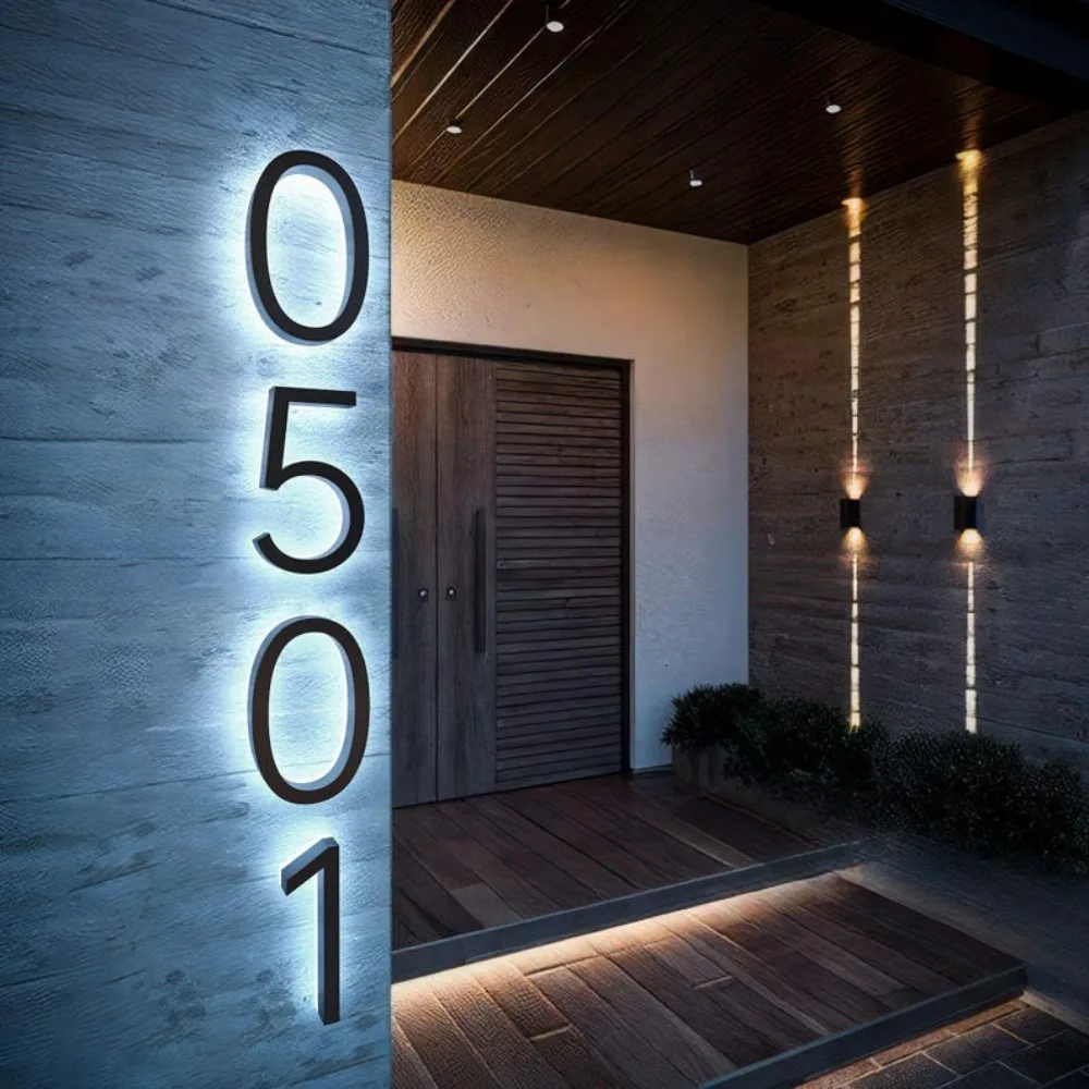 Outdoor Led House Number Sign Personalized Address Number Signs Metal BackLit Numbers Plaques for Home Hotel Room Door Decor