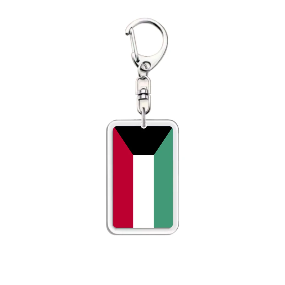 Fashion Kuwait National Flag Acrylic Key Ring Hip Hop Charm Jewelry Gift