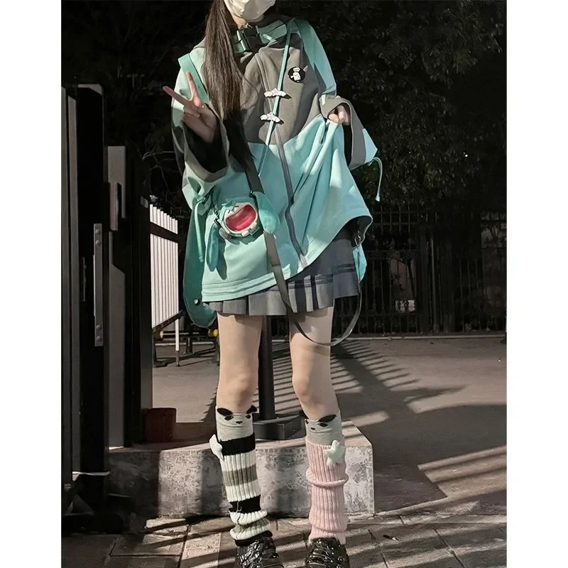 Hatsune Miku Hoodie Jacke Anime Peripherie Niedliche Cartoon Cosplay Kleidung Japanische Kawaii Lose Top Lässig und Vielseitig Neu