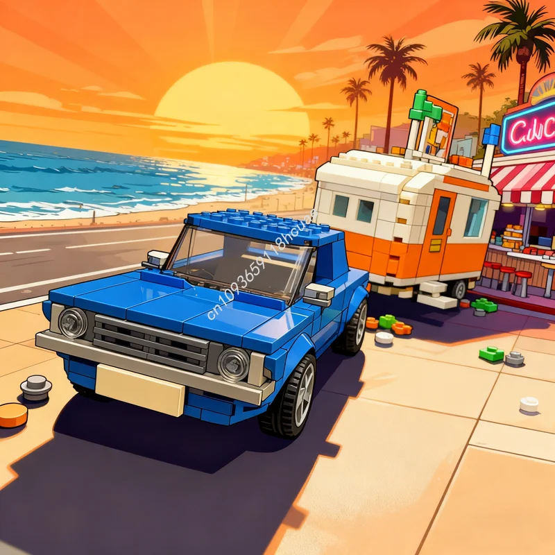 

459 шт. MOC игрушка Corolla прицеп городской чемпионы модель здания рождественские подарки блоки строительство собрать DIY креативные игрушки для детей