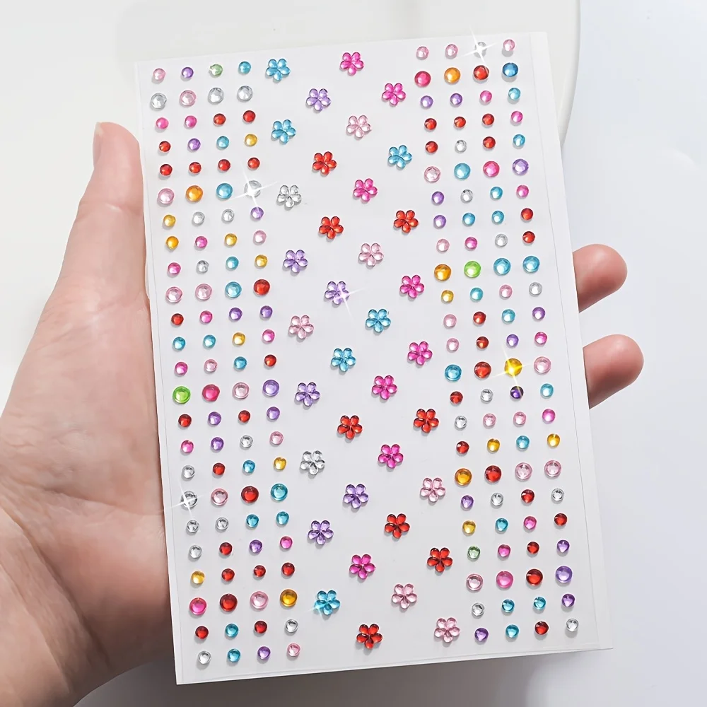 1 Sheet Colorful Shiny Rhinestone Stickers Gemstone-like Facial Self-adhesive Jewelry Stickers for DIY Makeup Festival Parties - view 5