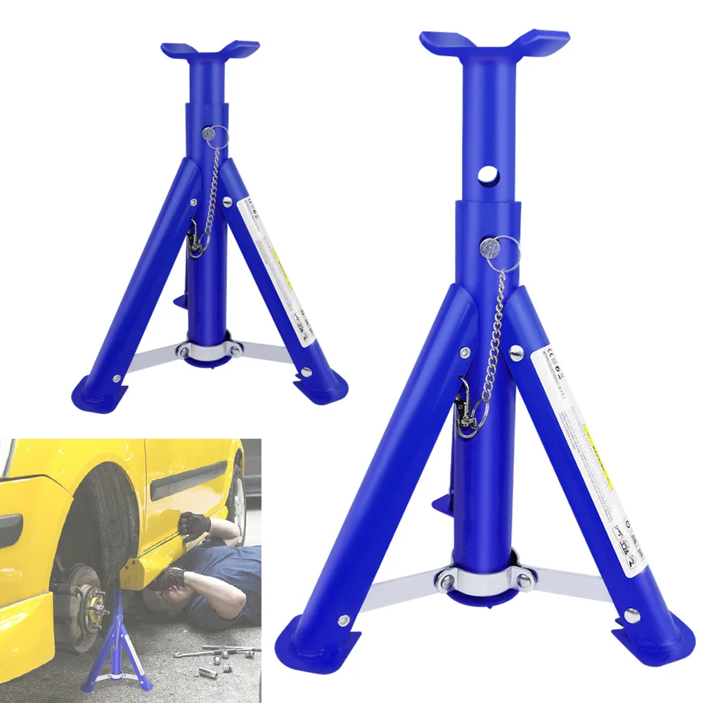 Pack-2 Heavy Duty Axle Jack Stands 3 Tonne Load Capacity, 4 Stages Height Adjustment 305mm to 415mm for Car Lifting Repair