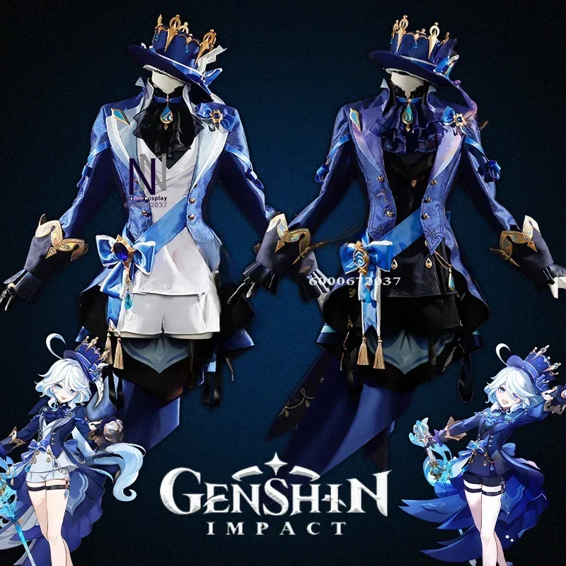 

Game Focalors Furina Cosplay Costume Wig Dress Genshin Impact Fontaine Pneuma Ousia Uniform God of Justice for Women Props