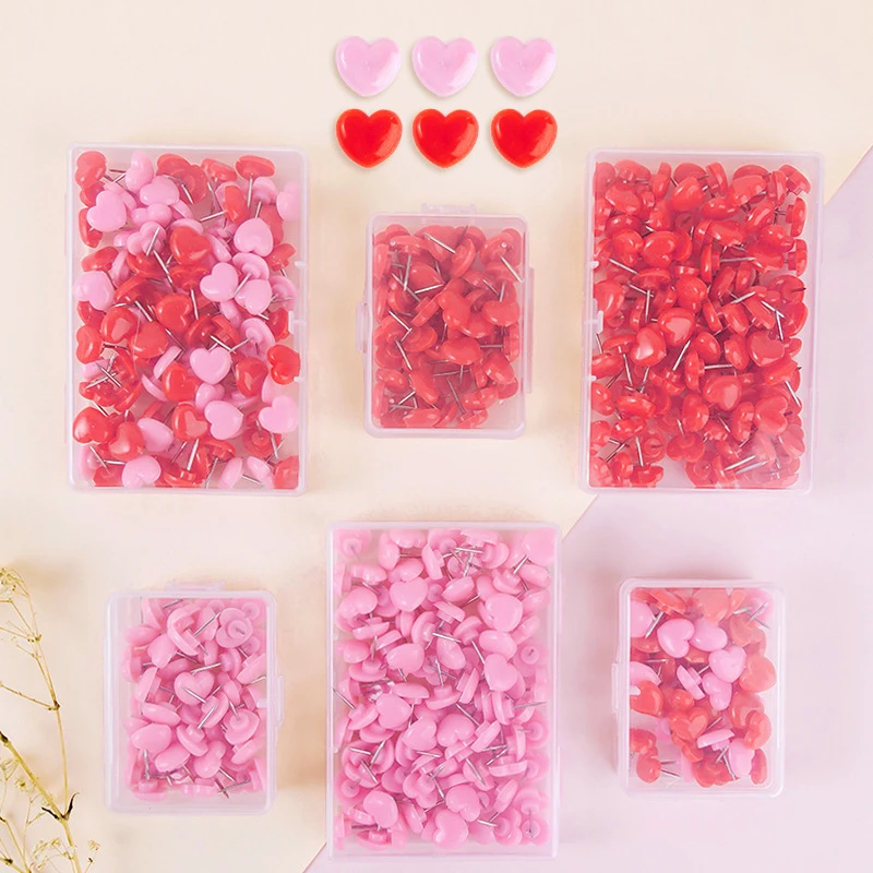 Love Heart Shape Push Pins Safety Colored Push Pin Cork Board Thumbtack Wall Pins School Stationery Office Binding Supplies-F(x view 2