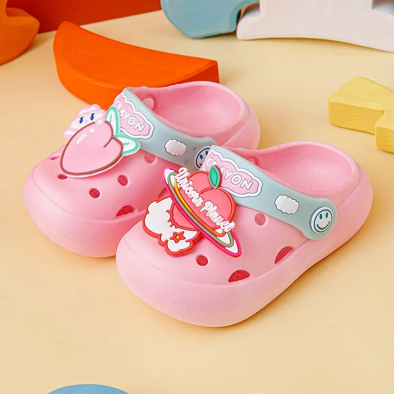 Kids Summer Outdoor Slippers Girl Baby Cartoon Pink Rabbit Antiskid Light Slippers Toddler Boys Cute Animal Sandals 1-3Years Old