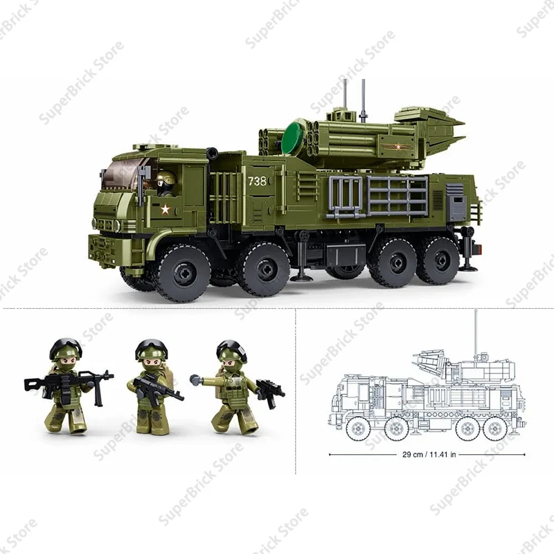 First Release of New Models Sluban Military Armored Vehicle Air Defense Missile Off-road Truck Tank Building Blocks Set Toy Gift