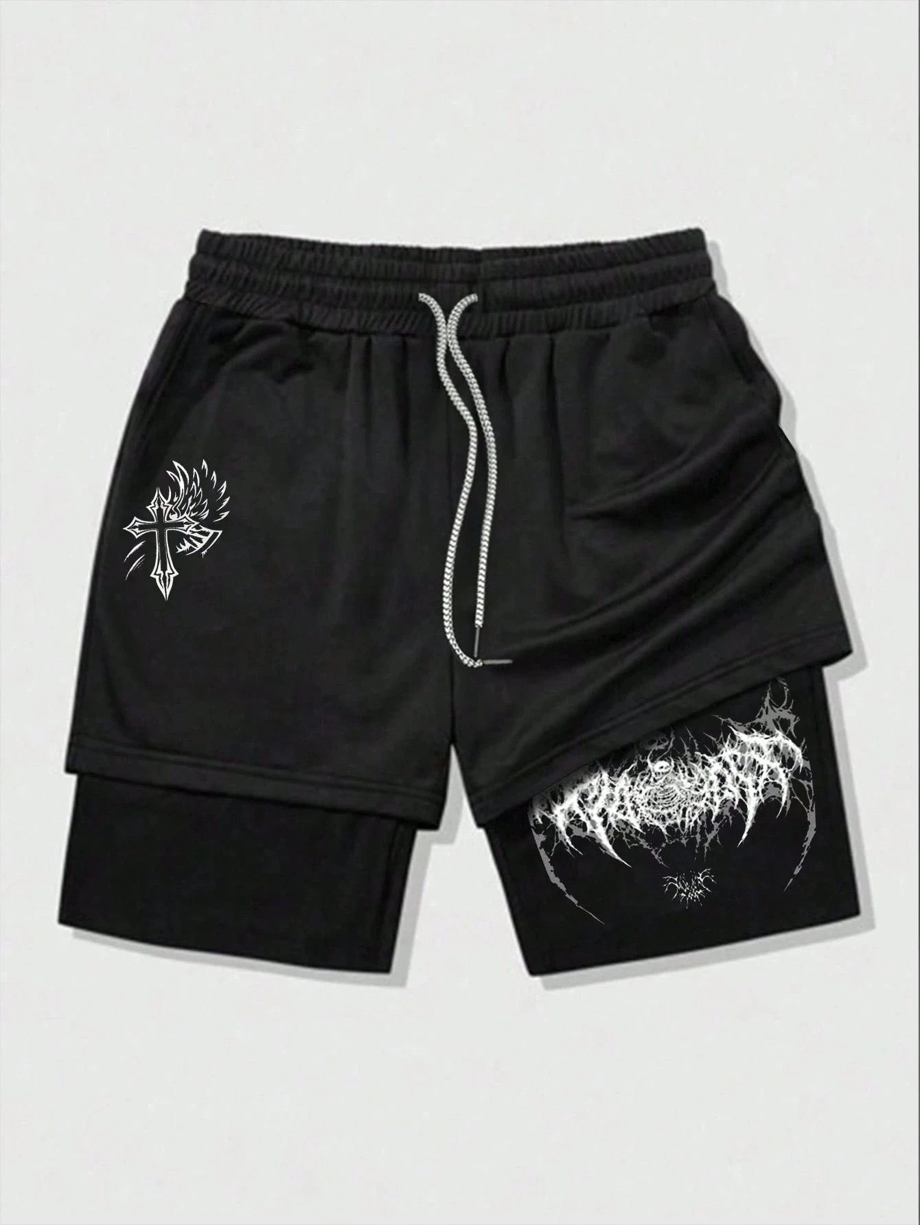 شورت رياضي رجالي برباط وخصر بطبقة مزدوجة يسمح بالتهوية ومريح بقصة ضيقة للصالة الرياضية 2 في 1 شورت عالي الأداء #1