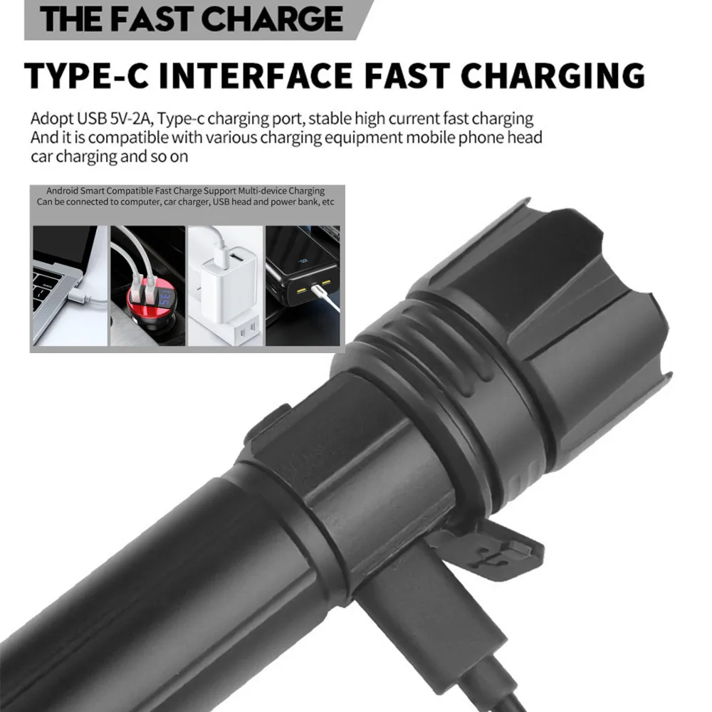 المحمولة الحقيقية 4-core مصباح ليد جيب جميع سبائك الألومنيوم نوع-C شحن فانوس زوومابلي الشعلة للتخييم في الهواء الطلق في حالات الطوارئ #2