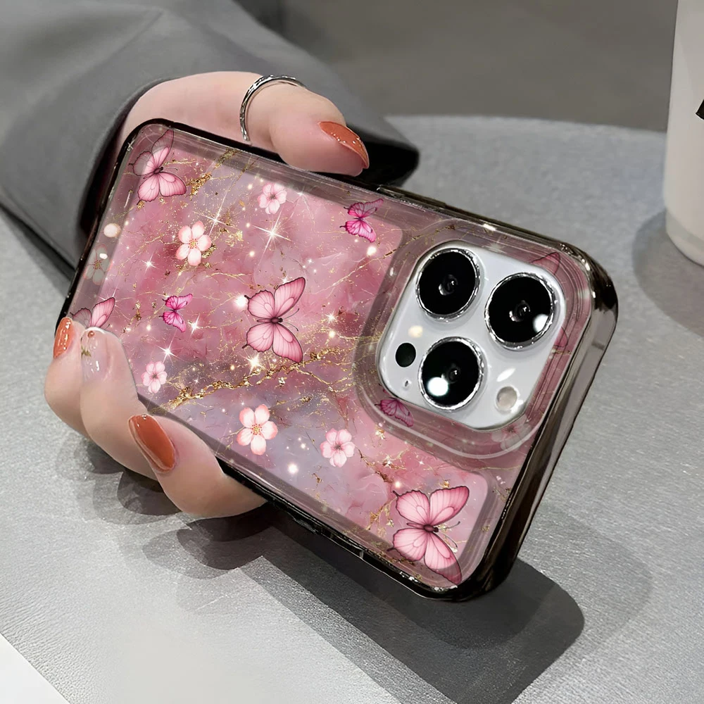 floral butterfly For iPhone 16 15 14 13 12 11 Pro Max Plus Phone Case 17 Air 16 Advanced Anti Fall Phone Case Cover