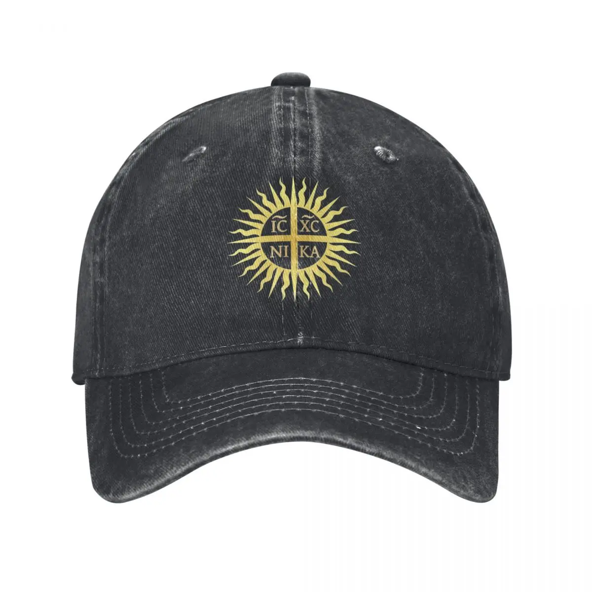 Vintage IC XC NIKA Sun Cross Baseball Caps Men Women Distressed Denim Washed Sun Cap Jesus Christ Adjustable Fit Caps Hat