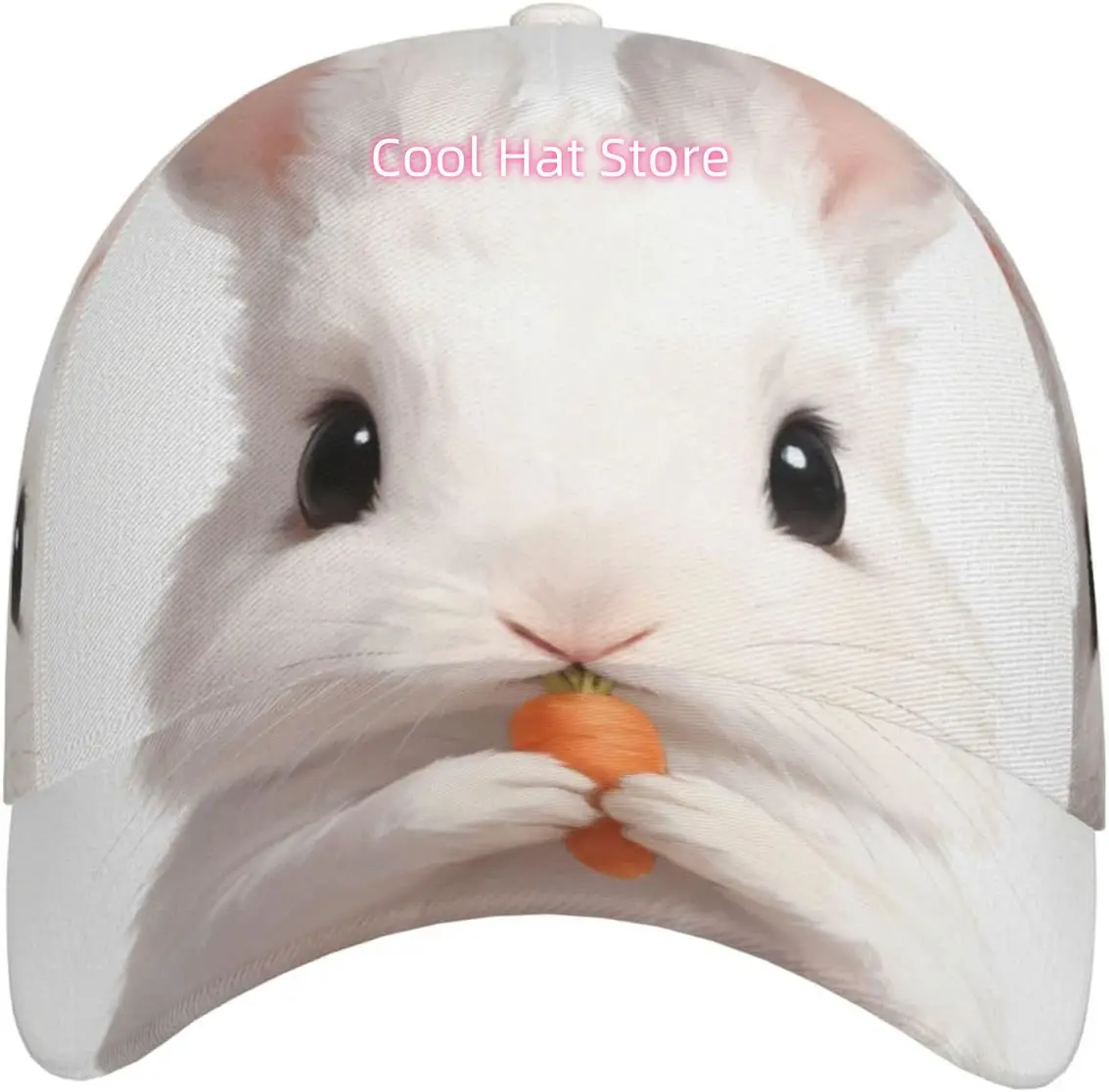 Rabbits Eat Carrots Pattern Baseball Cap Adjustable Cotton Baseball Hat for Sports, Outdoor, Travel Gifts for Men Black
